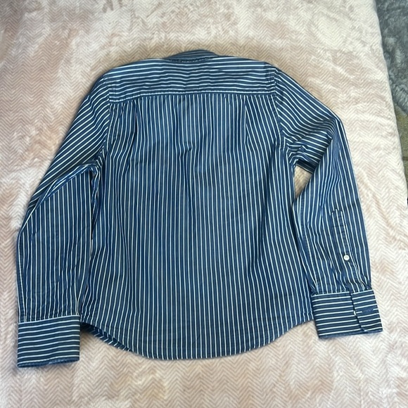 Abercrombie Muscle button Down Blue Striped Embroidered logo sz S - Picture 7 of 7